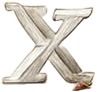 a pair of silver metal letters x and x.jpg